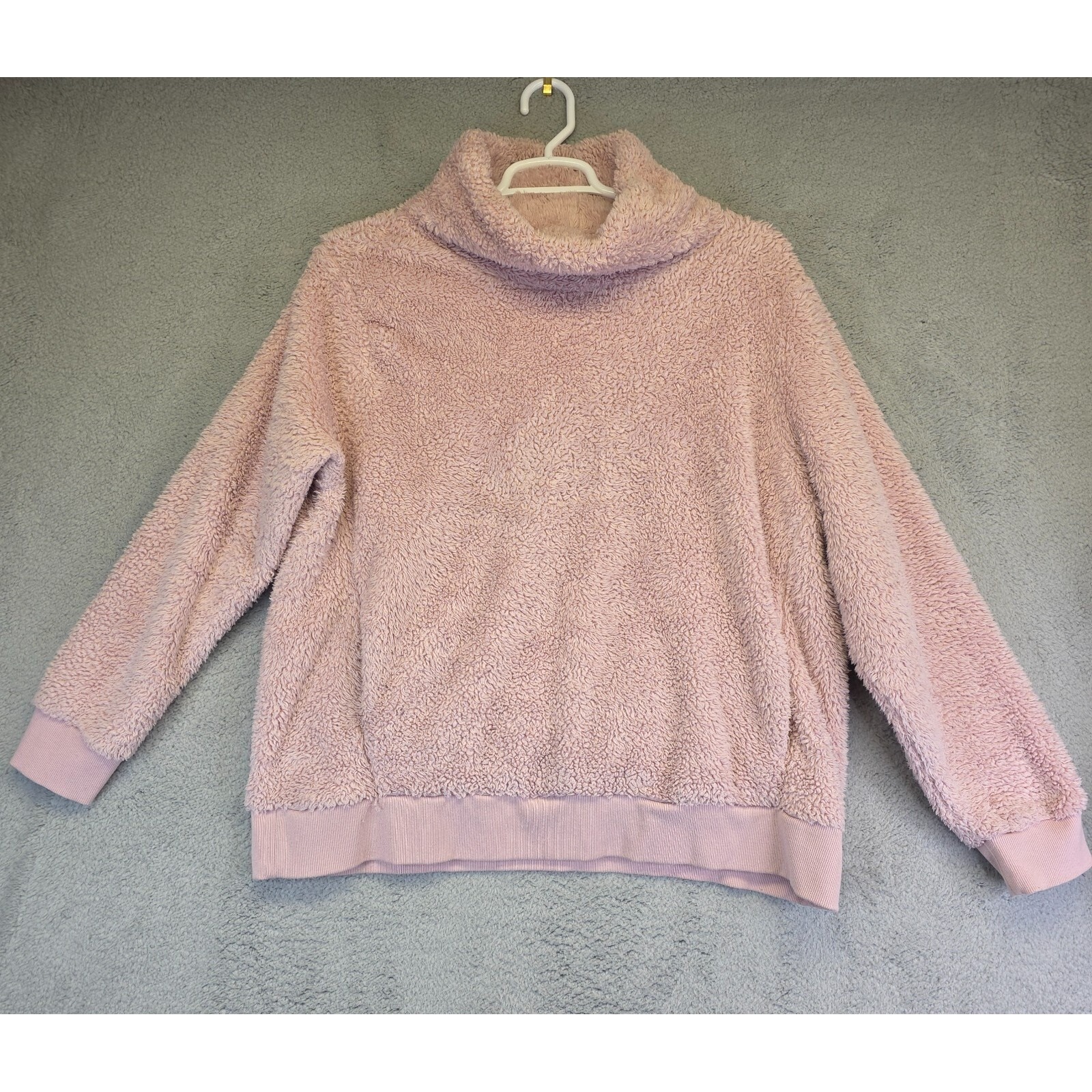 Lukka Lux Sweater Womens 2xl Pink Cowl Neck Sherpa Fleece Pullover Plush Cozy